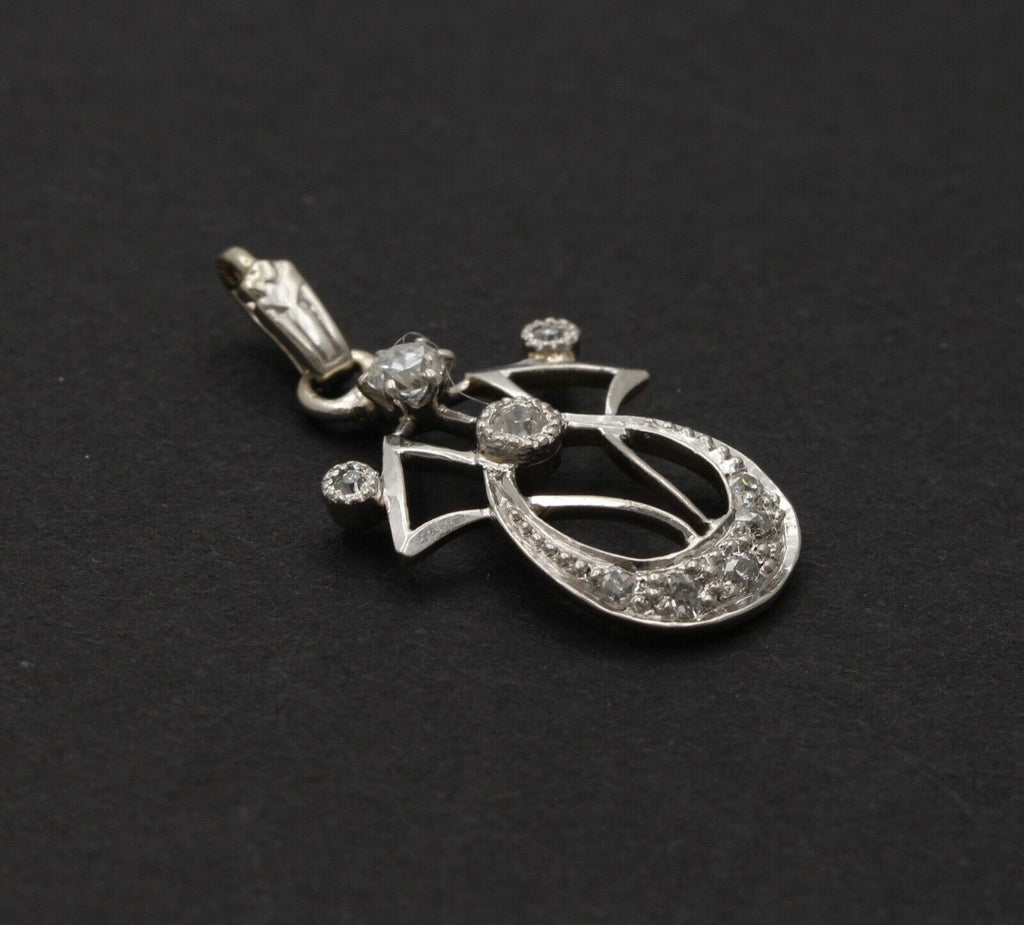 Art Deco Recreation Diamonds Platinum 14K Yellow Gold Pendant