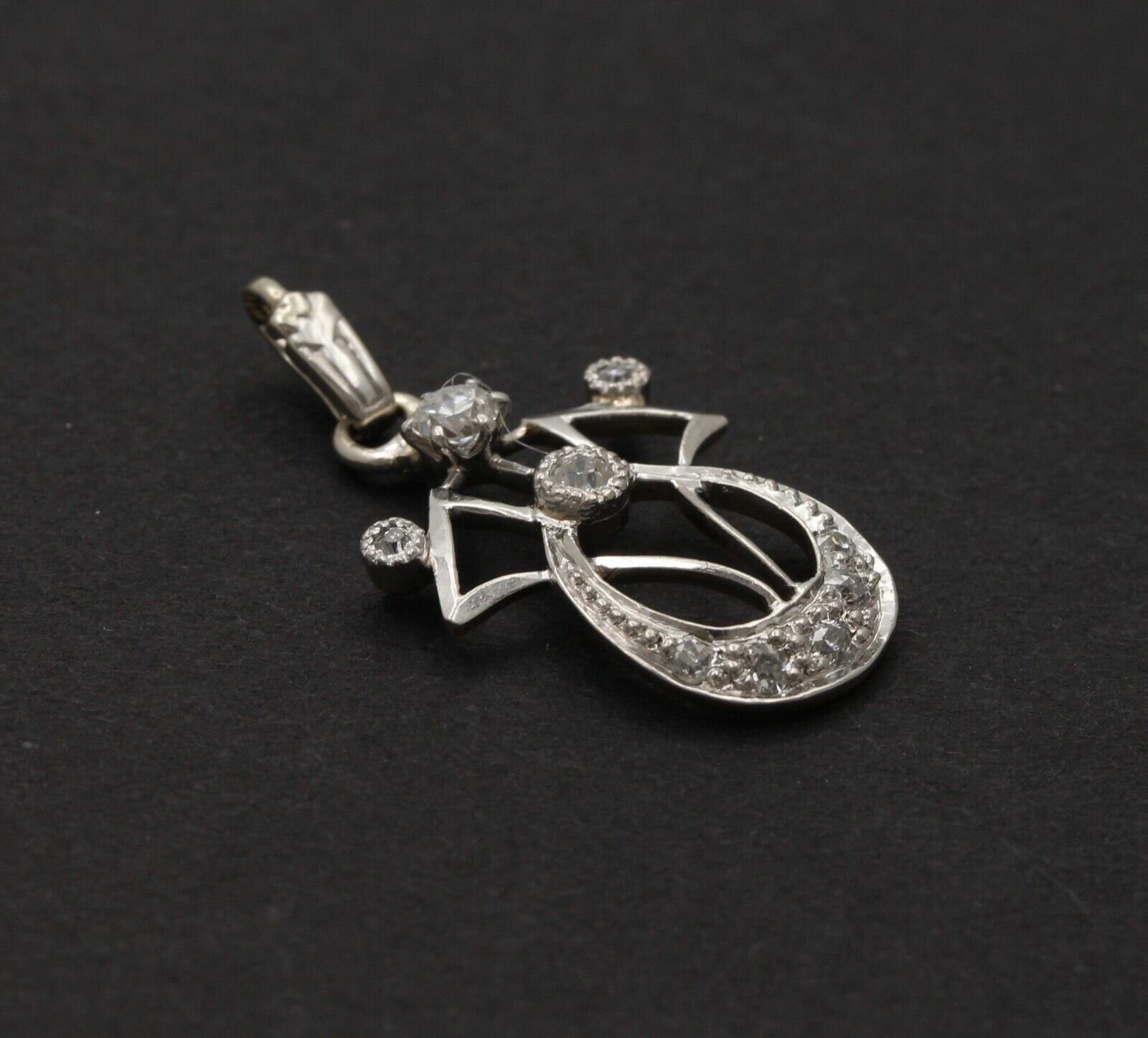 Art Deco Recreation Diamonds Platinum 14K Yellow Gold Pendant