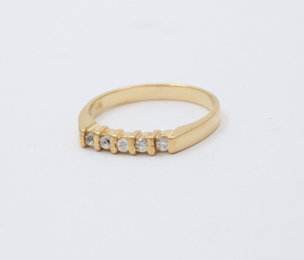 Vintage 18K Yellow Gold Diamond Band, Wedding Band.