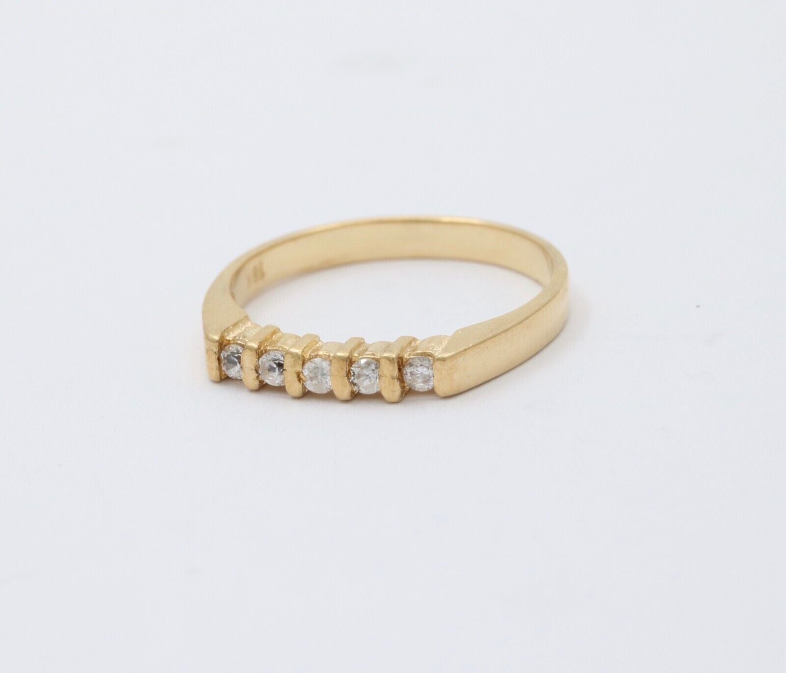 Vintage 18K Yellow Gold Diamond Band, Wedding Band.