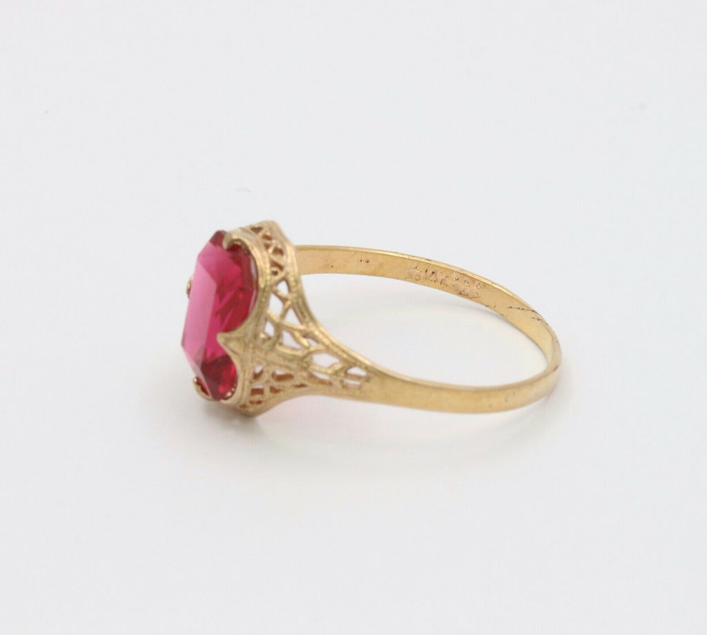 Edwardian Ladies 14K Yellow Gold Synthetic Ruby Ring