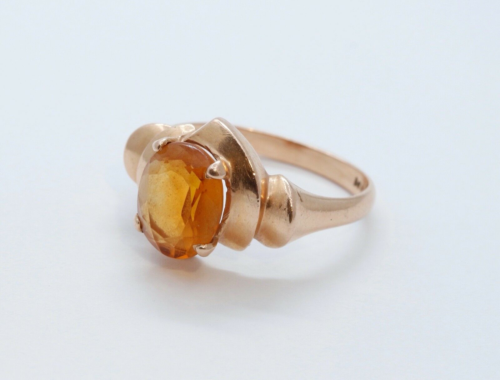 Beautiful Stones on a Vintage Citrine 14K Rose Gold Ring