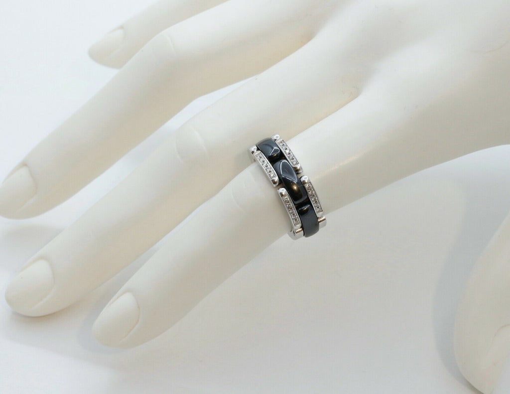 Chanel Ultra Ring Diamonds Black Ceramic 18K White Gold Ring