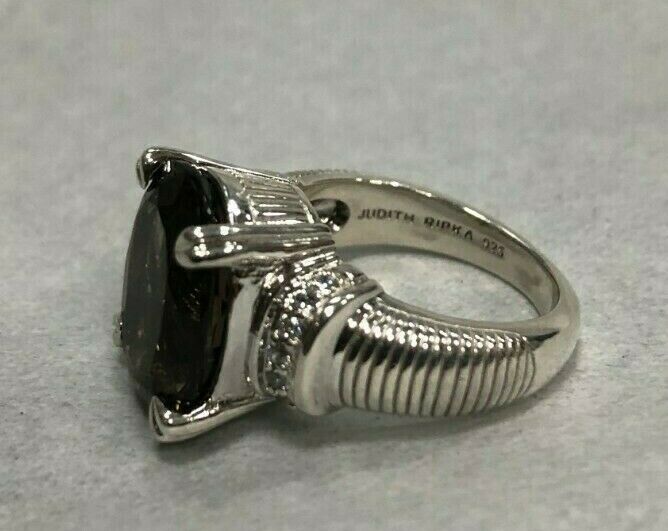 Judith Ripka Sterling Silver Smoky Topaz Solitaire Cocktail Ring