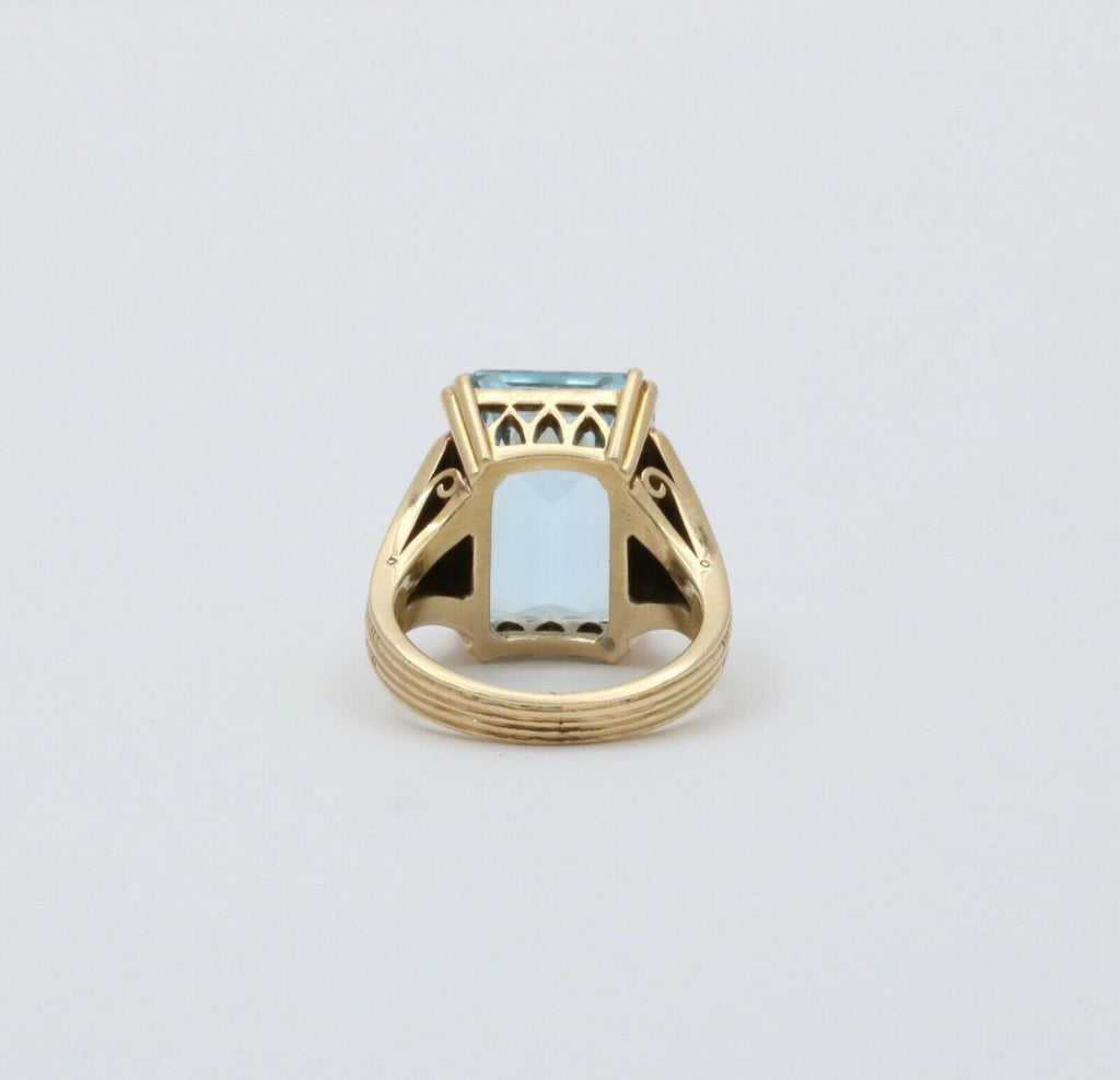 Art Deco Aquamarine 14K Yellow Gold Ring