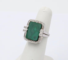 Load image into Gallery viewer, Vintage Aventurine and Diamond 14K White Gold Ring, Statement Ring 12.4 grams
