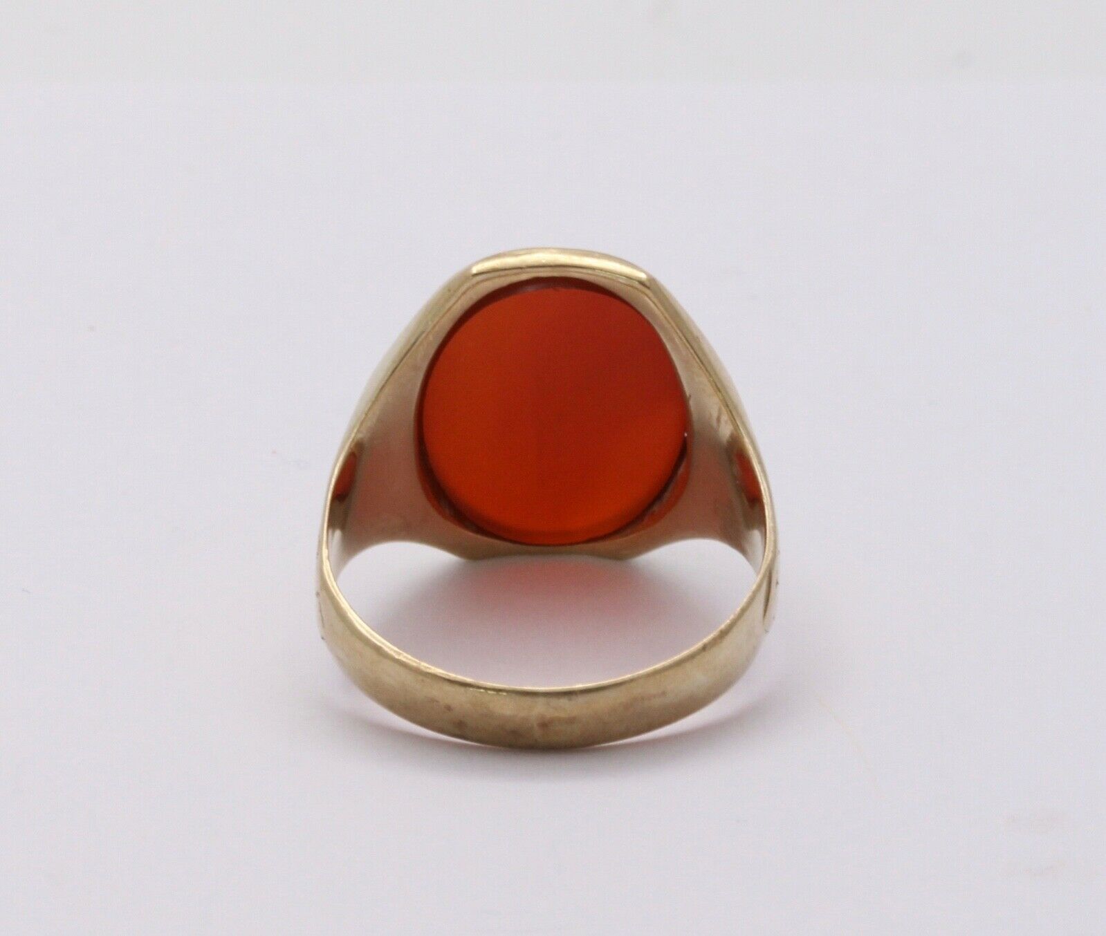 Art Deco Carnelian Intaglio Signet 10K Yellow Gold Unisex Ring