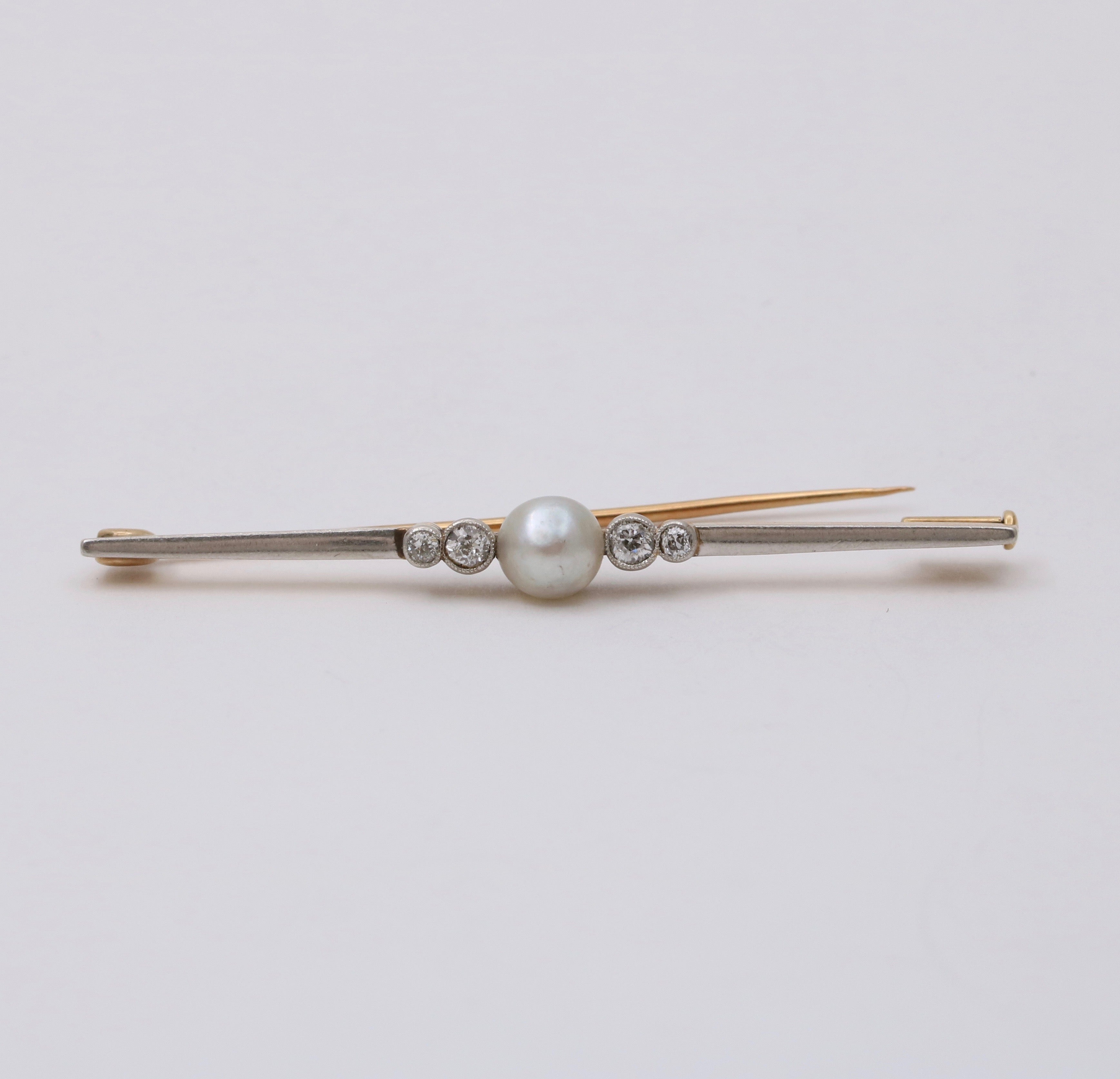 Antique Art Deco Platinum & 14K Gold Bar Pin.