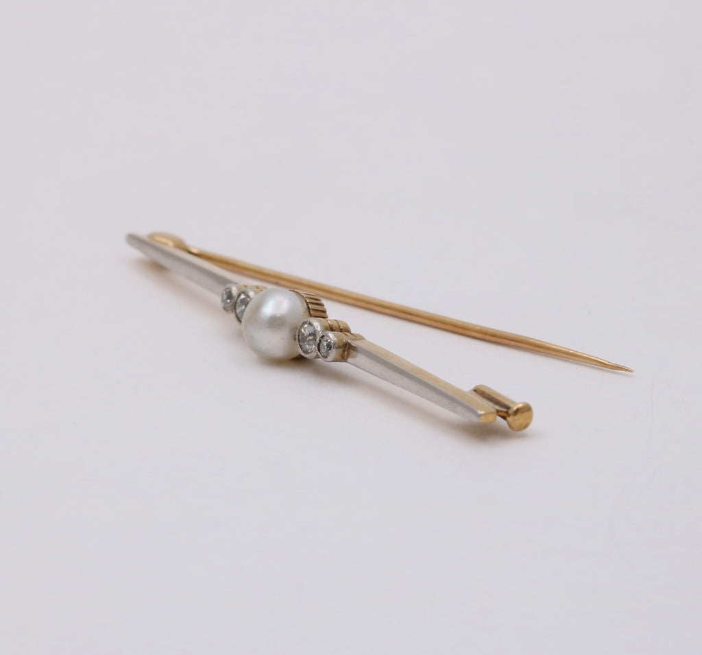 Antique Art Deco Platinum & 14K Gold Bar Pin.