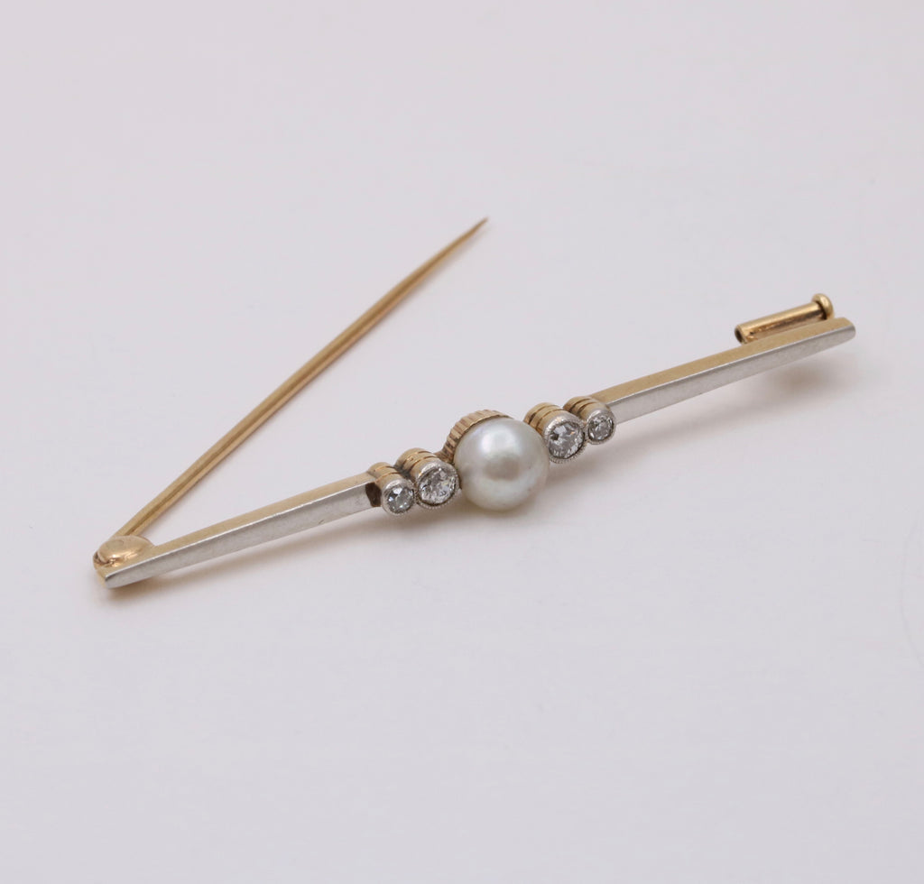 Antique Art Deco Platinum & 14K Gold Bar Pin.