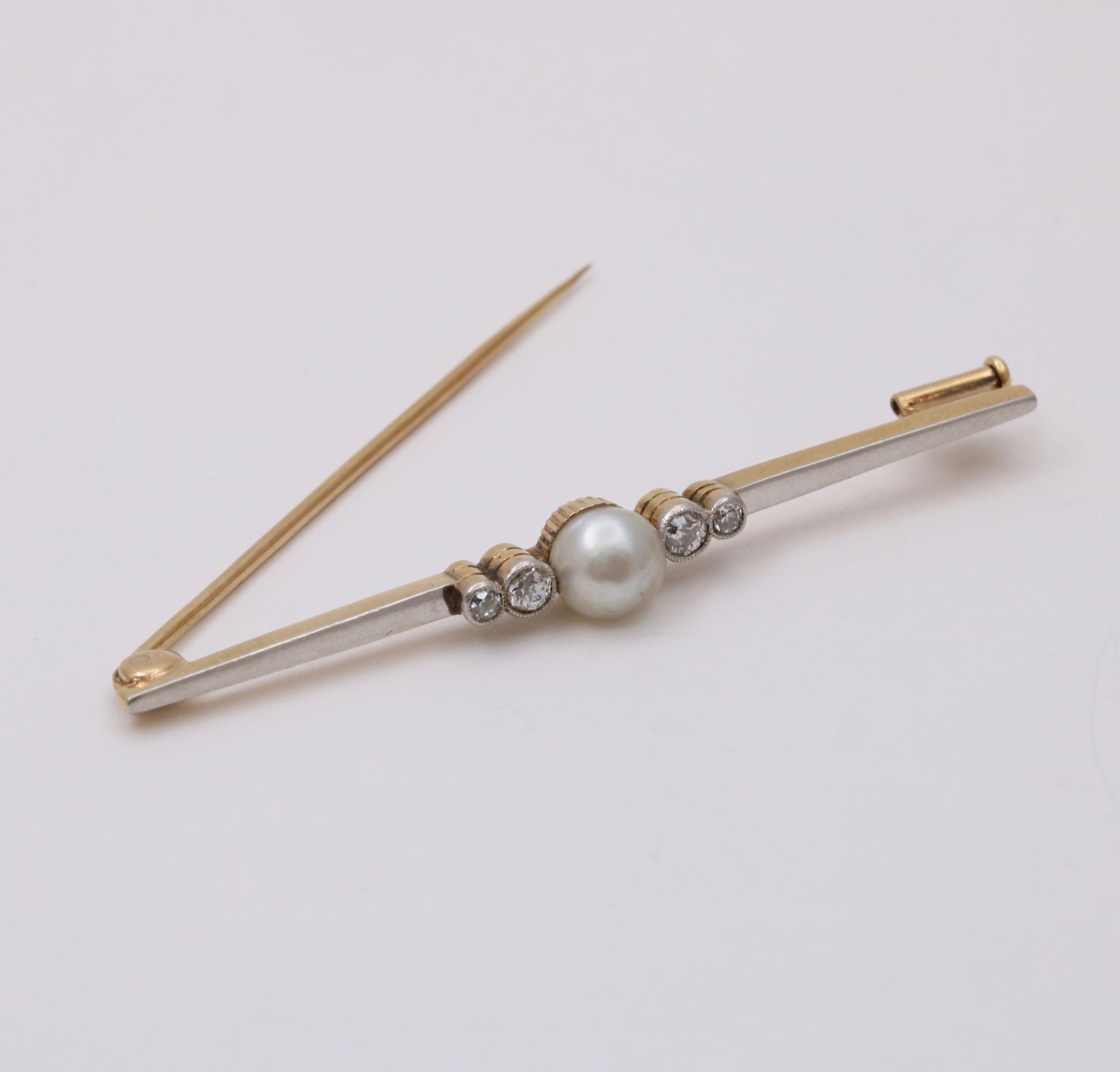 Antique Art Deco Platinum & 14K Gold Bar Pin.