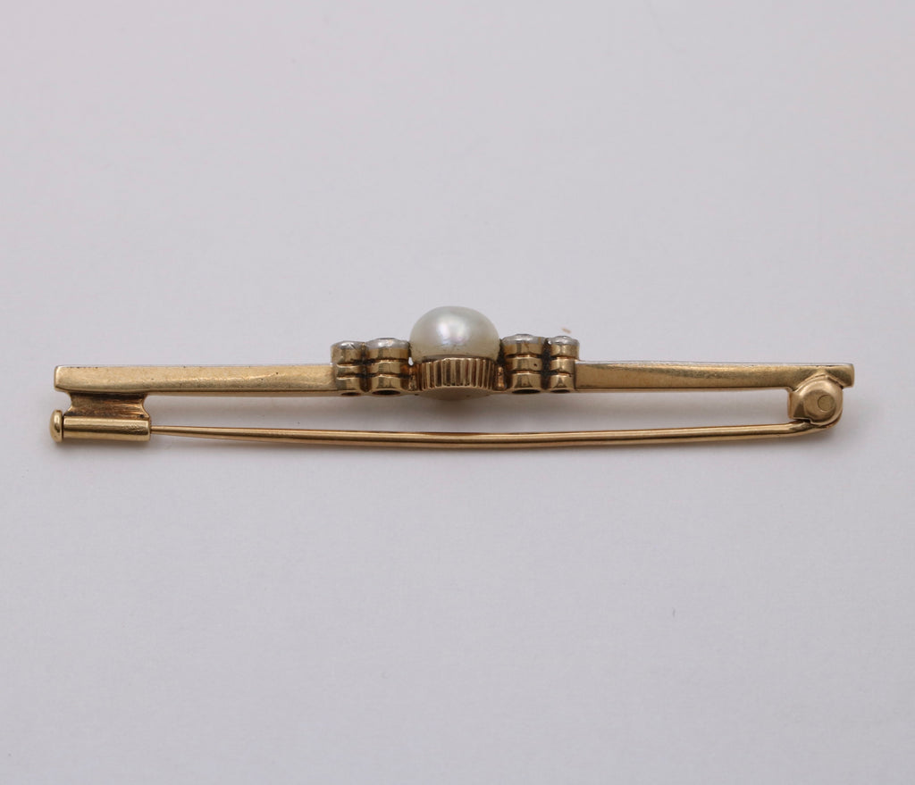 Antique Art Deco Platinum & 14K Gold Bar Pin.