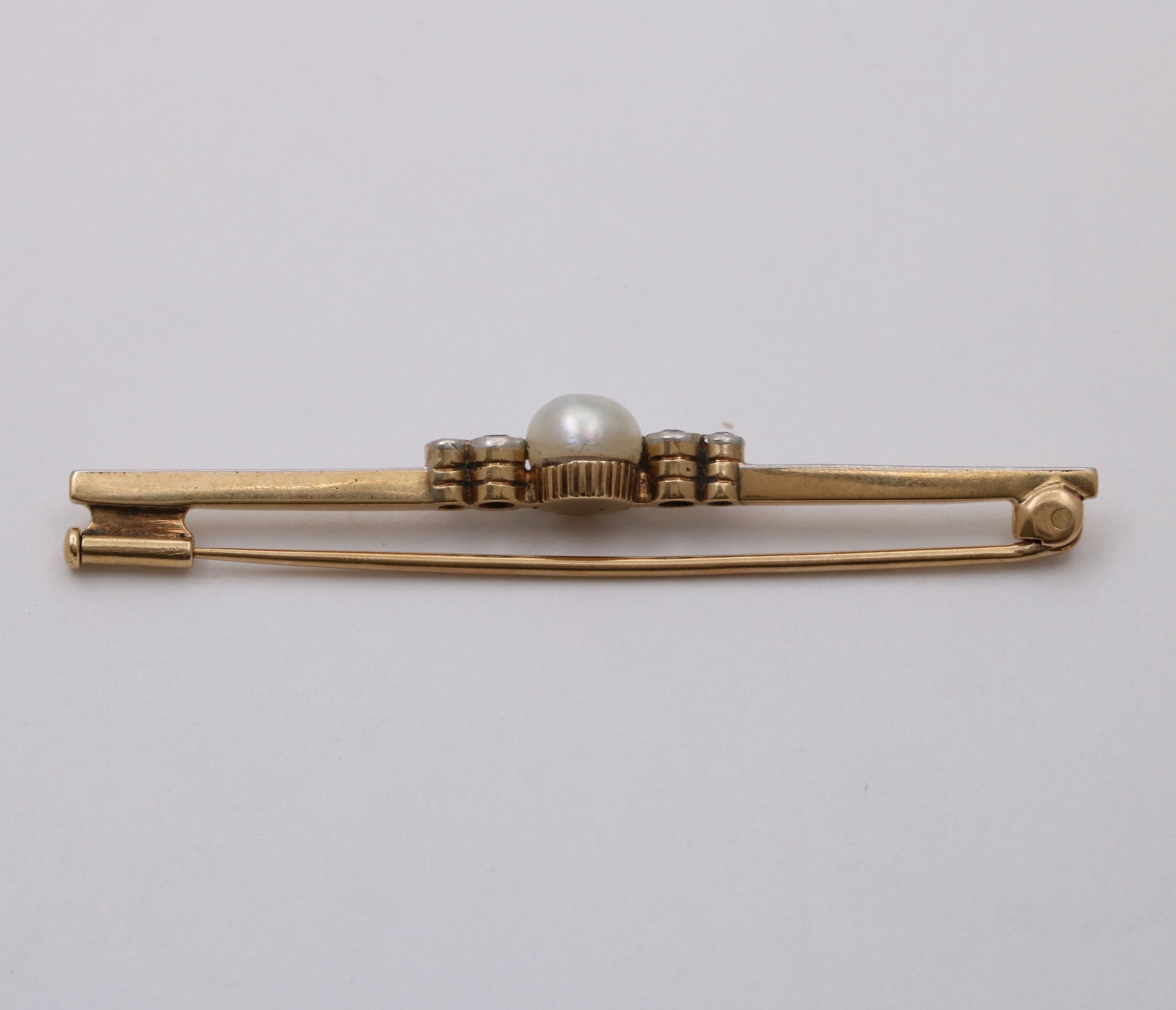Antique Art Deco Platinum & 14K Gold Bar Pin.