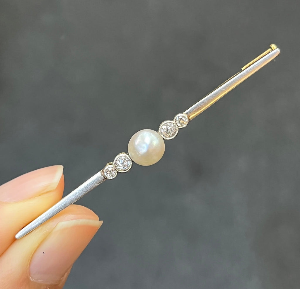Antique Art Deco Platinum & 14K Gold Bar Pin.